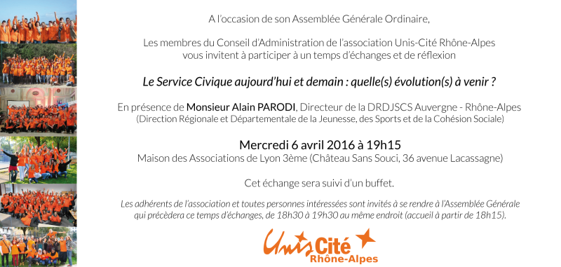 Assemblée Générale 2016 d’Unis-Cité Rhône-Alpes !