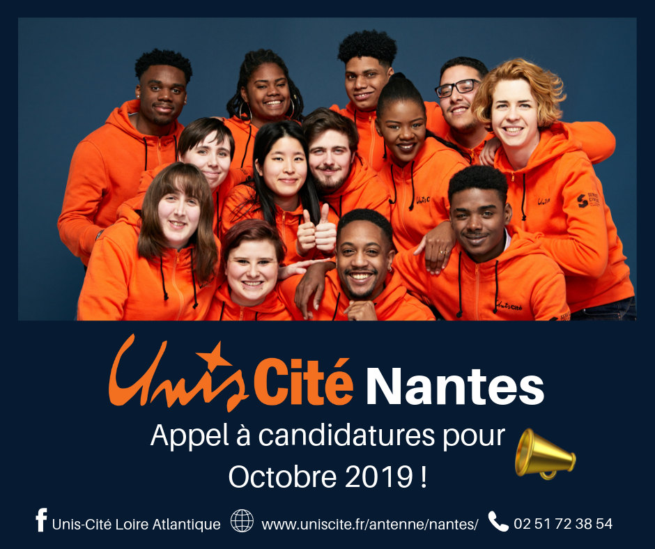 Unis-Cité Nantes recrute 150 volontaires en Service Civique pour octobre 2019