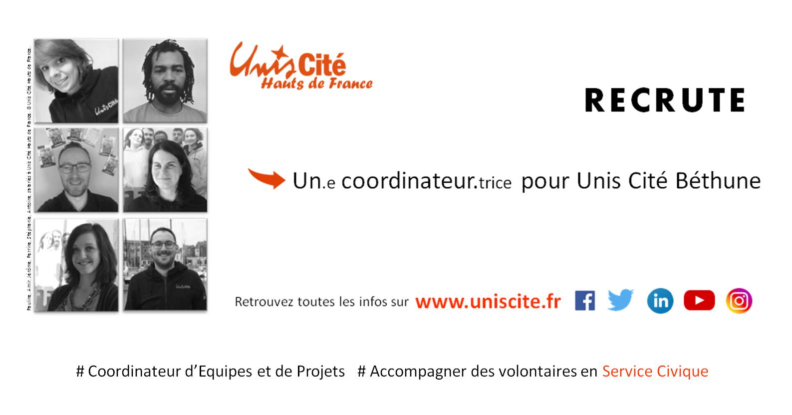 UNIS CITE Recrute 1 coordinateur.trice pour Unis Cité Béthune