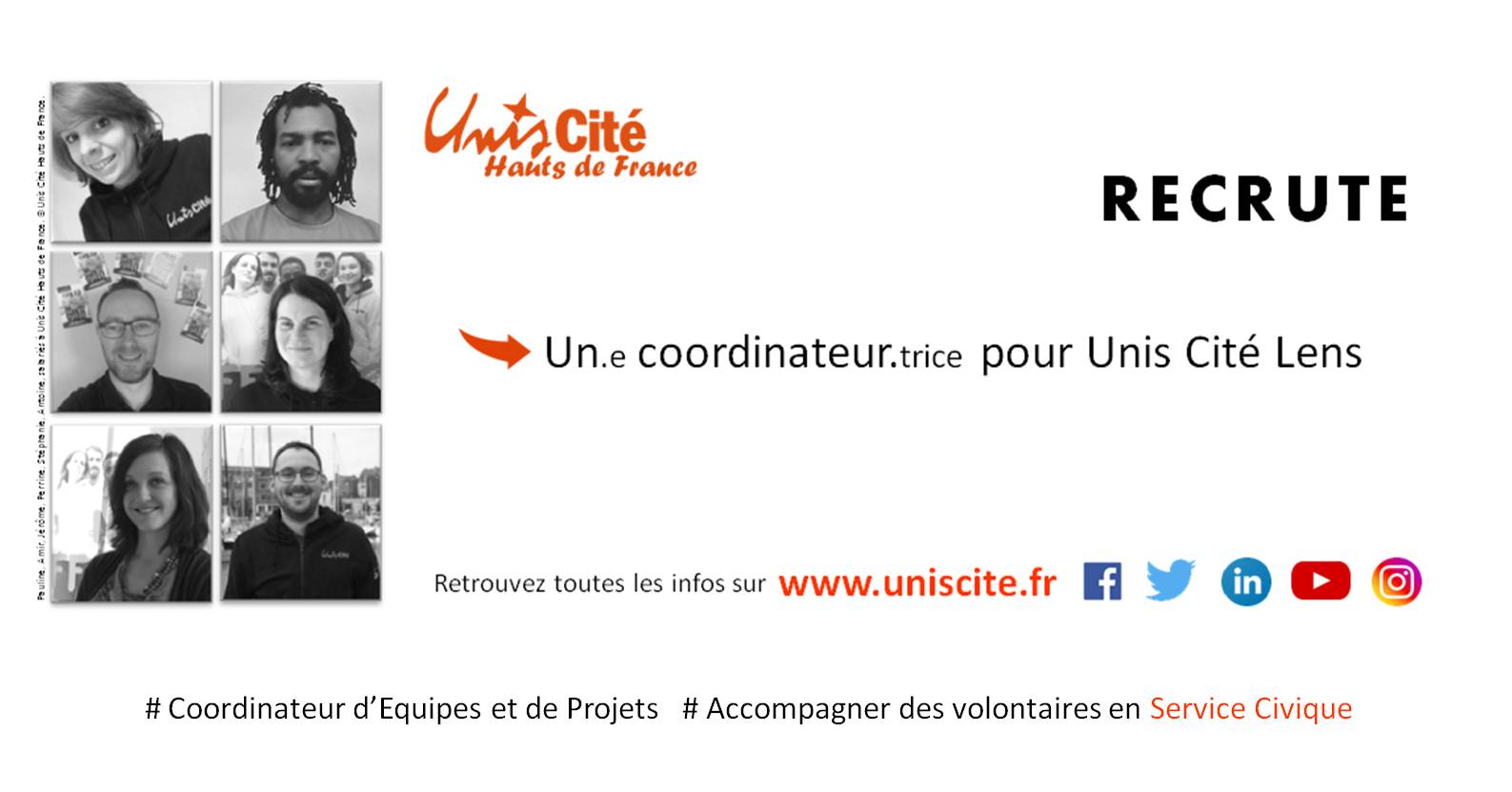 UNIS CITE Recrute 1 coordinateur.trice pour Unis Cité Lens